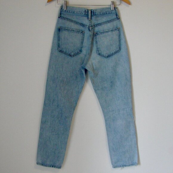 Agolde Riley High Rise Jeans Distressed Straight Leg Ankle Button Light Wash 24 - Picture 9 of 13